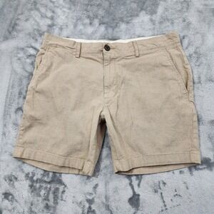 Goodthreads Shorts Mens 32W Tan Khaki Oxford Chino Flat Front Casual Stretch